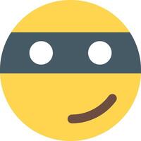 A yellow smiley face with a black mask on it vector