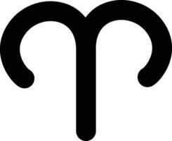 A black and white image of an aries symbol vector