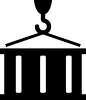 A black and white icon of a building with a crane vector