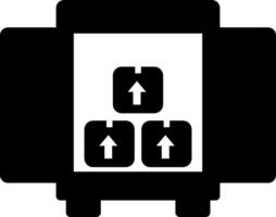 A black and white icon of a computer with two arrows vector