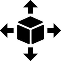 A black and white image of a cube with arrows pointing to it vector