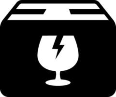 A black and white icon of a wine glass with a lightning bolt vector