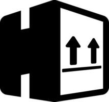 A black and white image of a box with two arrows pointing up vector