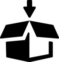 A black and white image of a box with an arrow vector