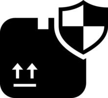 A black and white icon of a shield with a face vector