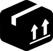 A black and white image of a box with two arrows vector