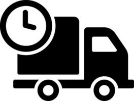 A black and white truck with a clock on it vector