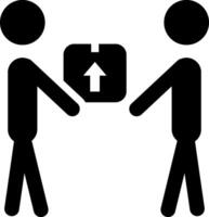 Two people holding a box with an arrow pointing up vector