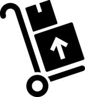 A black and white illustration of a hand truck with boxes vector