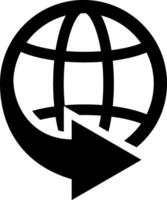 A black and white globe with an arrow pointing to it vector
