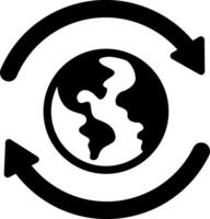 A black and white image of a globe with arrows pointing to it vector