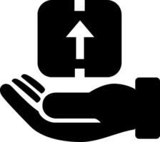 A hand holding a computer and an arrow pointing up vector