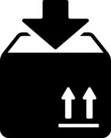 A black and white image of a box with an arrow pointing up vector