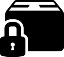 A black and white image of a padlock and a box vector