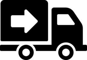 A black and white truck with an arrow pointing to the left vector