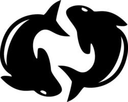 Two fish are swimming in a circle vector