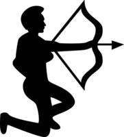 Silhouette of a woman aiming with a bow and arrow vector