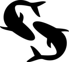 Two fish silhouettes on a white background vector