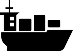 A black and white image of a cargo ship vector