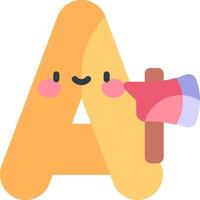 A cute letter a with a hammer and a smiley face vector