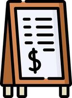 A menu board with a dollar sign on it vector
