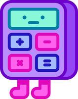 A cartoon calculator with a purple and blue background vector