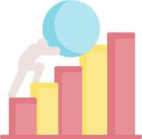 A man is pushing a ball up a bar chart vector