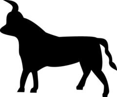 A black silhouette of a bull standing on a white background vector