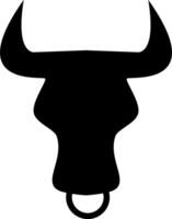 A black bull head with a ring around it vector