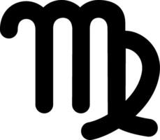 The zodiac sign of virgo is shown in black and white vector