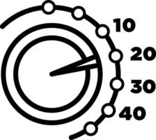 A black and white graphic of a clock with a timer vector