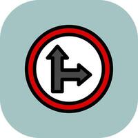 Go Straight Or Right Colorful Icon vector