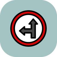 Go Straight Or Left Colorful Icon vector