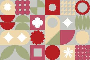 Seamless pattern of simple geometric shapes.Bauhaus style background.Brutalism. vector