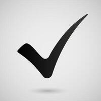 Black check mark icon isolated on gray background. Sign. Symbol. vector