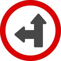 Go Straight Or Left Colorful Icon vector