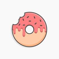 Donut icon with melted strawberry topping designed in flat cartoon style. Simple donut element illustration. vector
