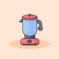 Electric blender illustration designed in simple flat cartoon style isolated. Single electric blender icon with color fill and outline. vector