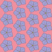 Seamless pattern of Catharanthus roseus hand-drawing style with background in a wild flower concept, illustration vector