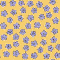 Seamless pattern of Catharanthus roseus and Linum hand-drawing style with background in a wild flower concept, illustration vector