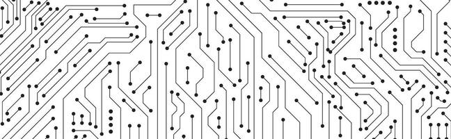 Electronic Circuit Board Technology Banner Isolated on White Background. Central Computer Processors CPU Concept. Motherboard Digital Chip. vector