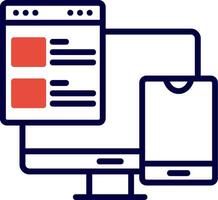 Responsive Web Design Red Filled Icon vector