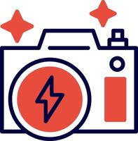 Flash Camera Red Filled Icon vector