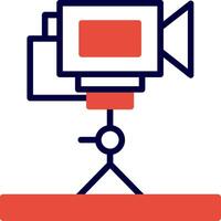 Tripod Camera Red Filled Icon vector