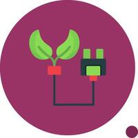 Eco Power Socket Flat Shadow Icon vector