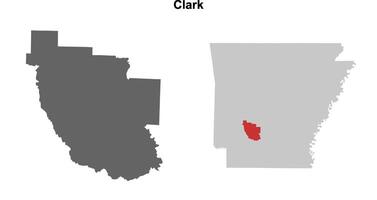 Clark County, Arkansas blank outline map set vector