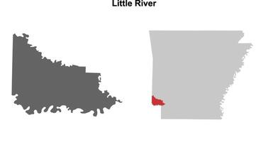 Little River County, Arkansas blank outline map set vector
