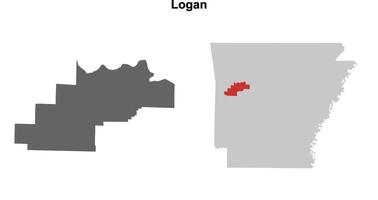Logan County, Arkansas blank outline map set vector