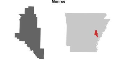Monroe County, Arkansas blank outline map set vector