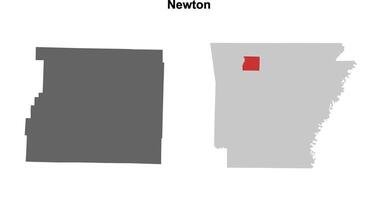 Newton County, Arkansas blank outline map set vector